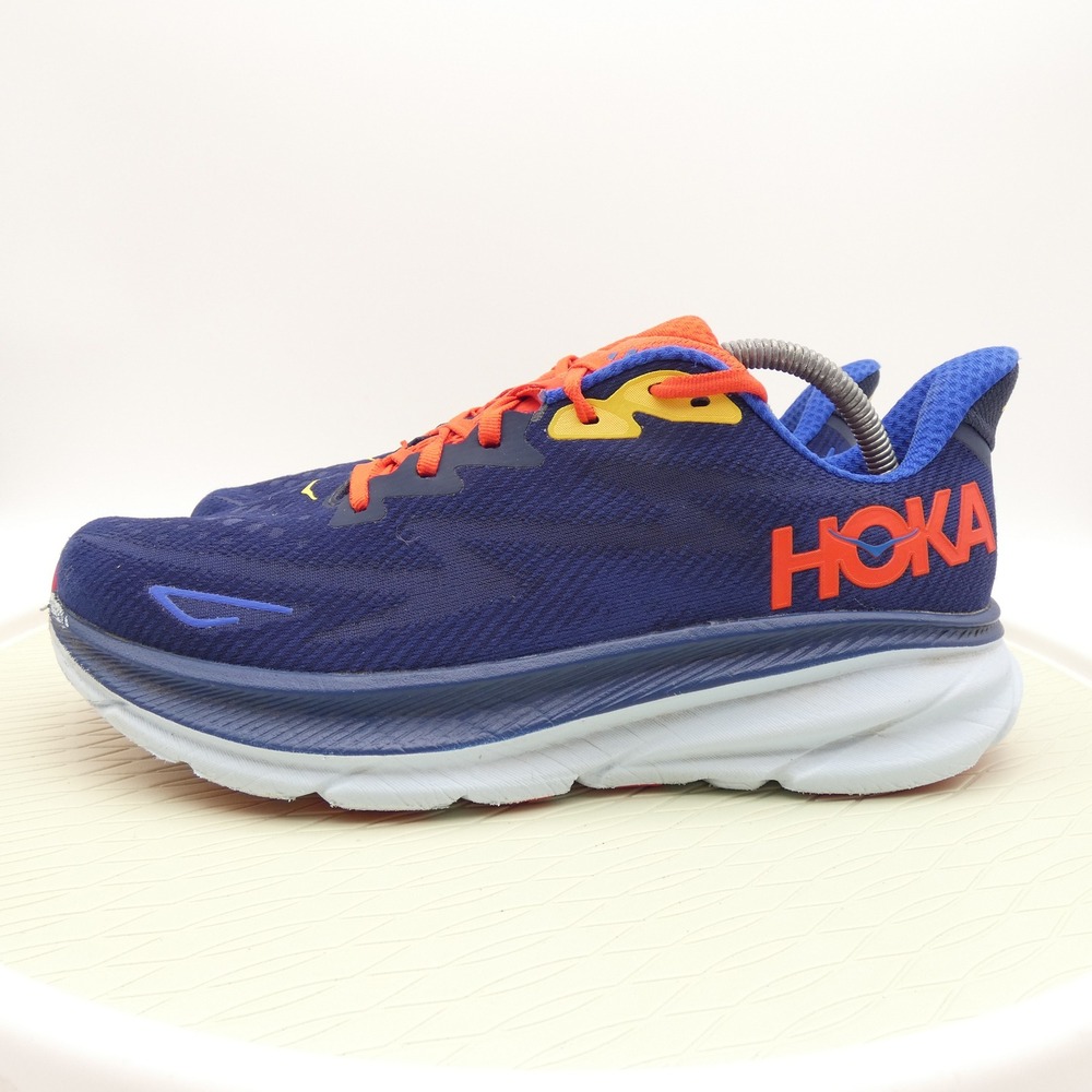 Hoka One One Clifton 9 Mens 10 Deep Lake Ceramic Blue Orange 1127895 BBDGB - Picture 3 of 10